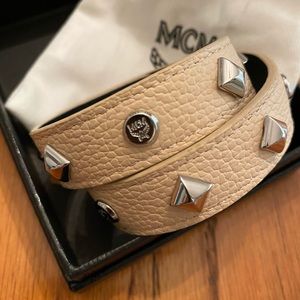 COPY - MCM Neutral Leather Wrap Bracelet
